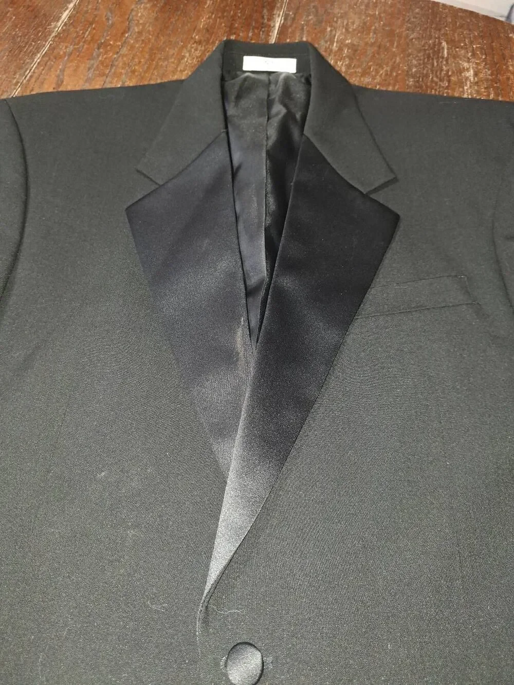 New 41R Gianni la Collezioni Black Wool Tuxedo Suit Sport Coat Jacket Blazer NWT